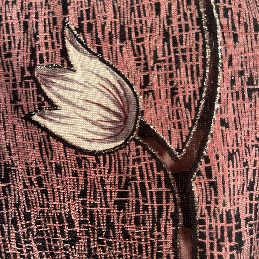 Elegant Floral Black, Pinkish/Purplish Scarf.